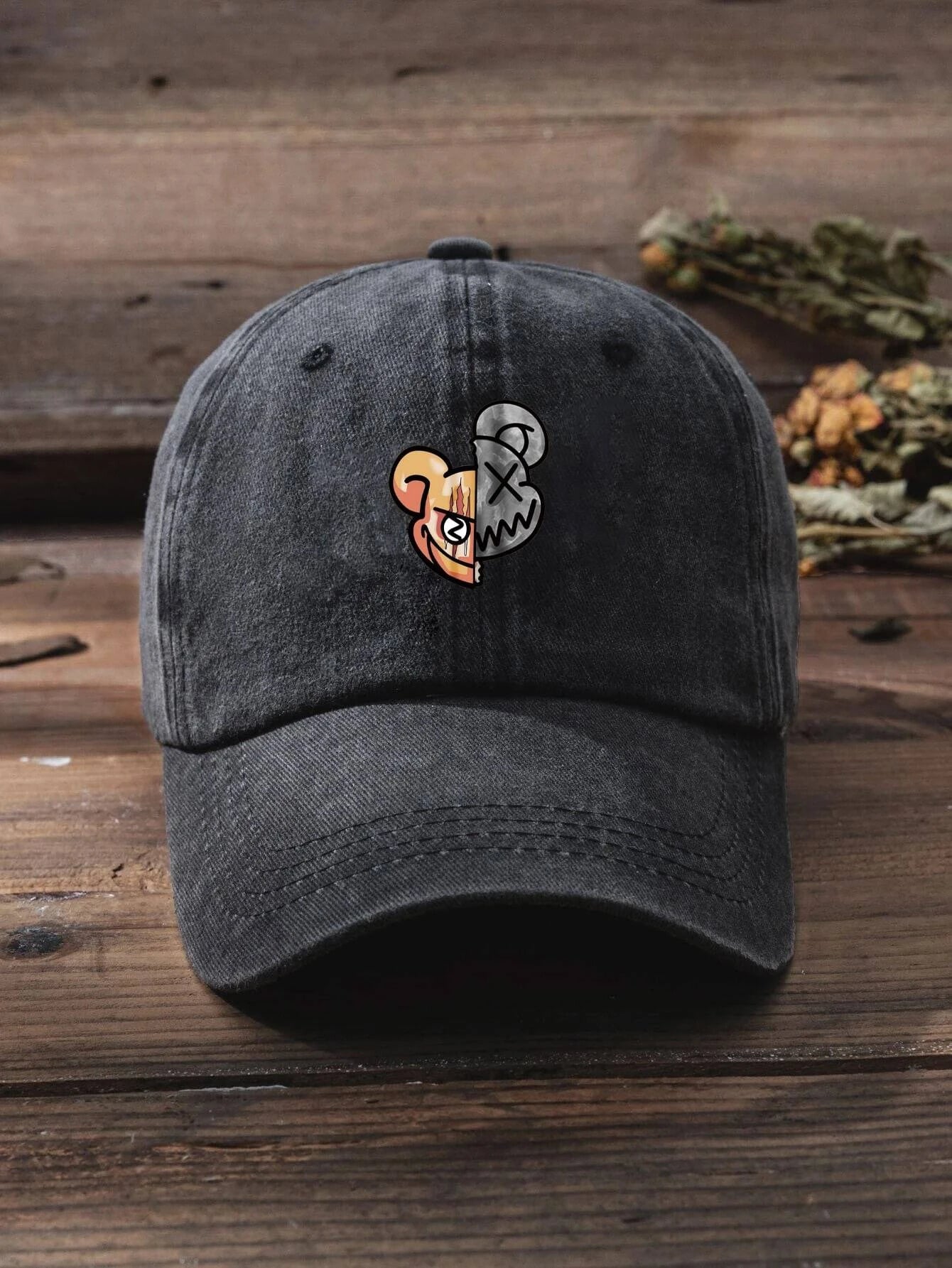 1Pc Men Cartoon Bear Pattern Baseball Cap for Daily Life Casual