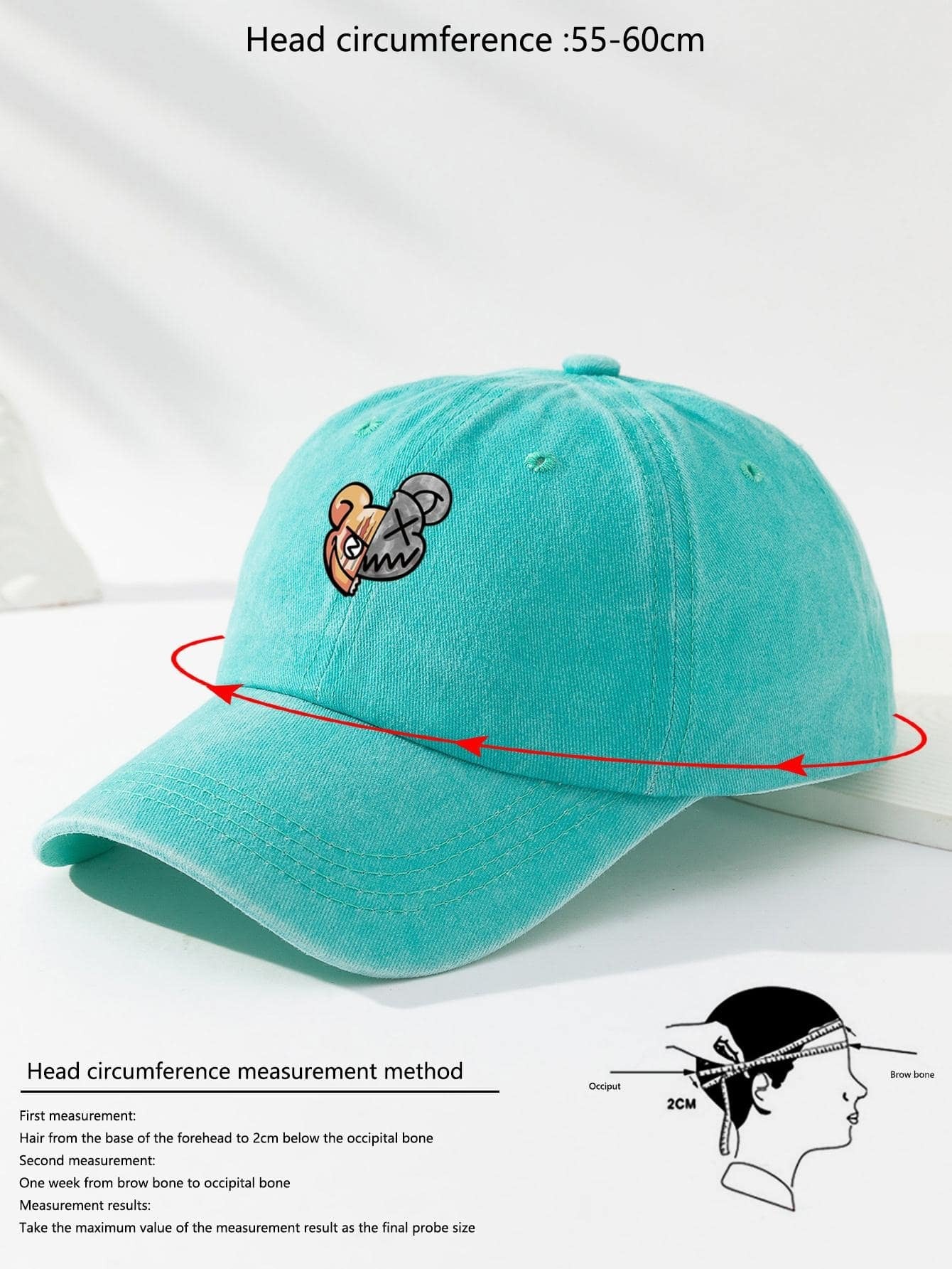 1Pc Men Cartoon Bear Pattern Baseball Cap for Daily Life Casual