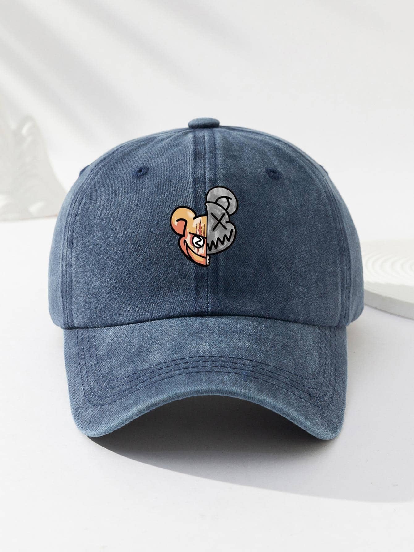 1Pc Men Cartoon Bear Pattern Baseball Cap for Daily Life Casual