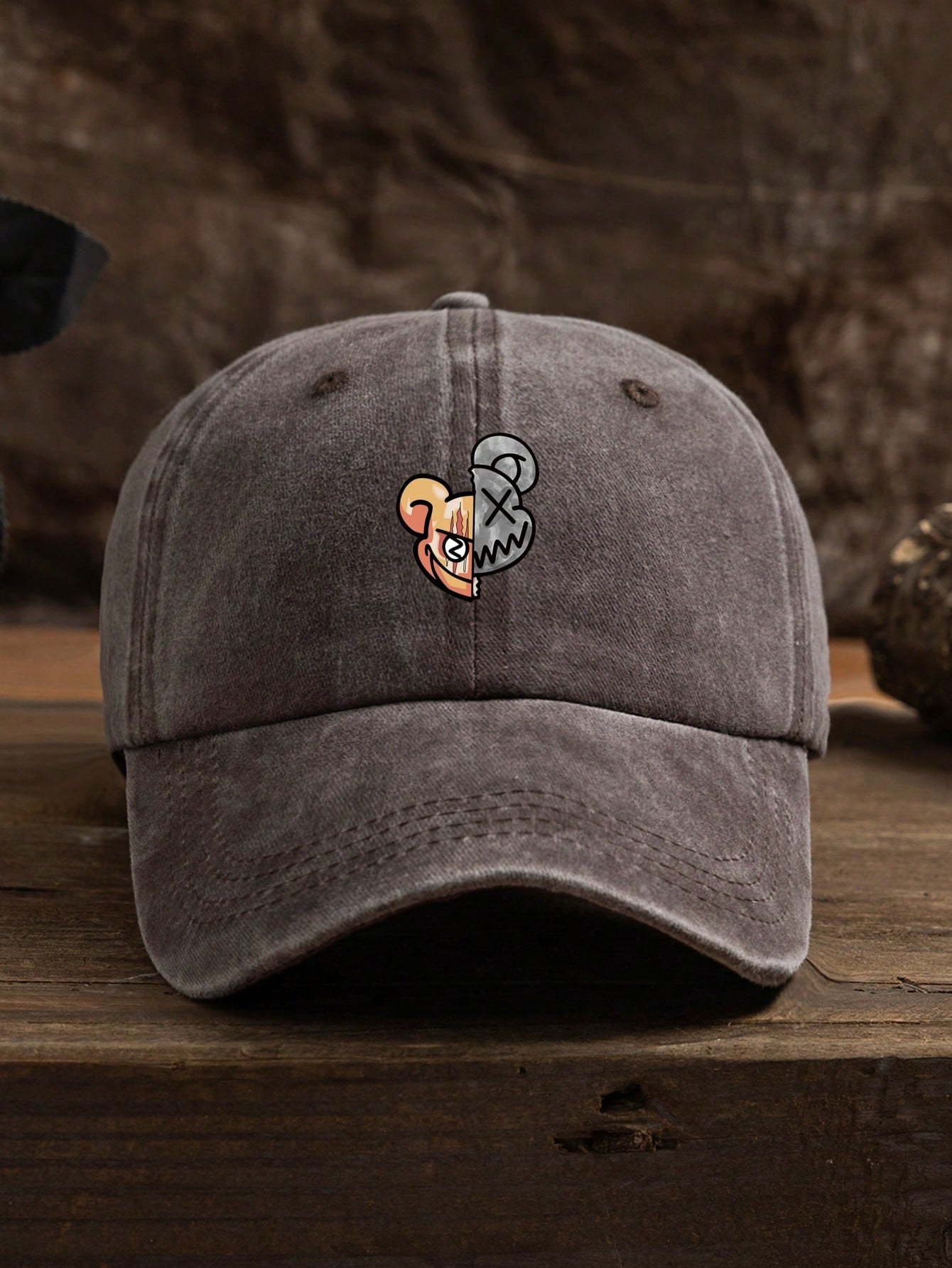 1Pc Men Cartoon Bear Pattern Baseball Cap for Daily Life Casual