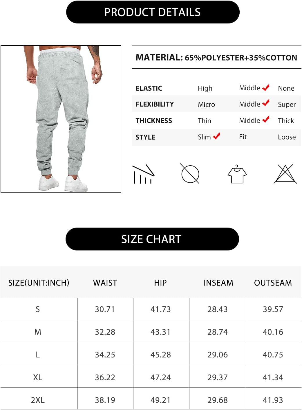 Mens Sweatpants Slim Fit 