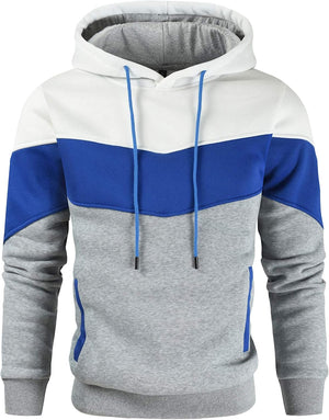 Men'S Novelty Color Block Pullover Fleece Hoodie Long Sleeve Casual Sweatshirt with Pocket