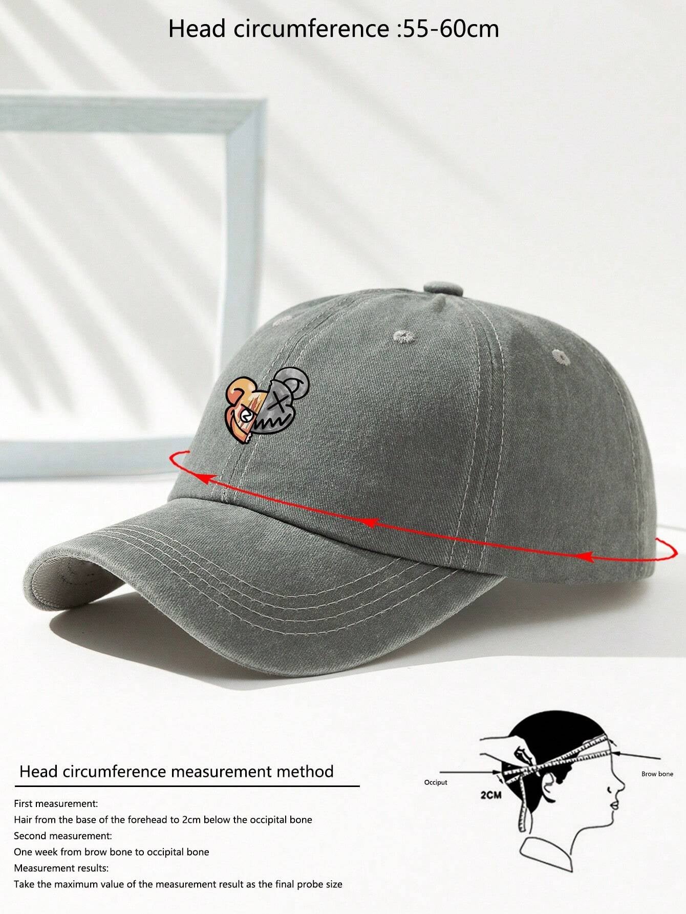 1Pc Men Cartoon Bear Pattern Baseball Cap for Daily Life Casual